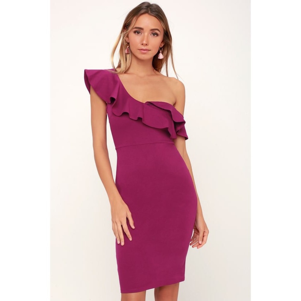 Lulu’s Ruffle Magenta Party Dress - Size L & XL